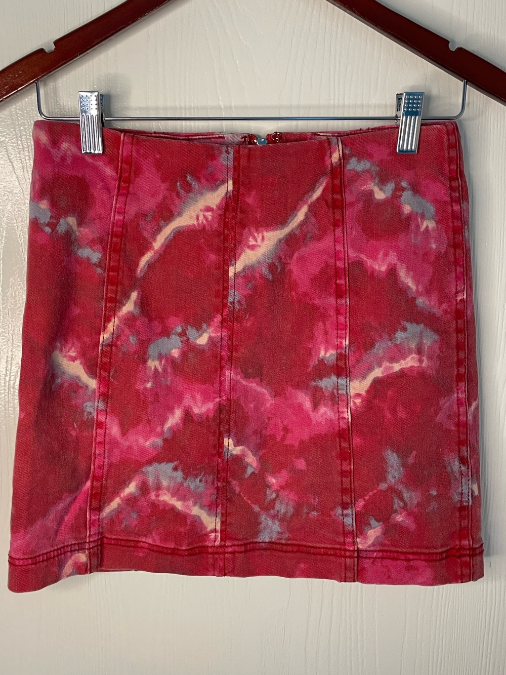 Free People Modern Femme Tie Dye Denim Mini Skirt Size 4